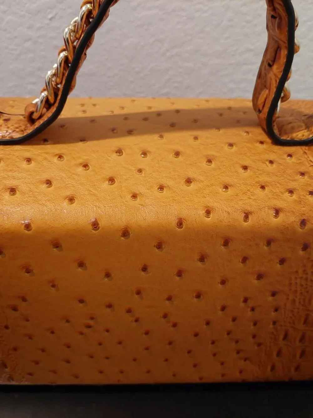 Ostrich print handbag and wallet